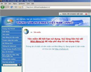 domain1000namtlhn Tên miền của trang web 1000namthanglonghanoi.vn ngừng hoạt động ngay trước đại lễ. (Ảnh chụp màn hình ngày 28.09.2010)